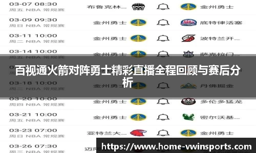 百视通火箭对阵勇士精彩直播全程回顾与赛后分析